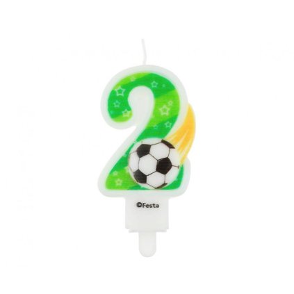 Svíčky na dort číslice 2 fotbal 7,8cm - Godan  | Cukrářské potřeby
