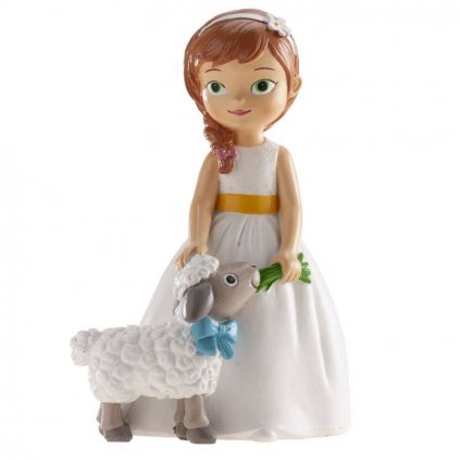 Figurka na dort holčička s ovečkou - svaté přijímání - Dekora  | Cukrářské potřeby