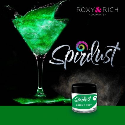 Metalická barva do nápojů Spirdust zelená 1,5g - Roxy and Rich  | Skvělé pro Váš domácí dort