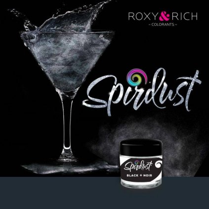 Metalická barva do nápojů Spirdust černá 1,5g - Roxy and Rich  | Skvělé pro Váš domácí dort