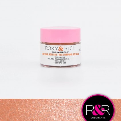 Prachová metalická barva 2,5g Highlighter special rose gold - Roxy and Rich  | Skvělé pro Váš domácí dort