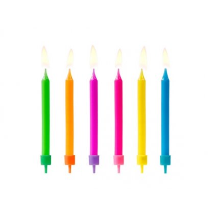 Dortové svíčky barevné 6 ks - 6,5cm, PartyDeco  /BP