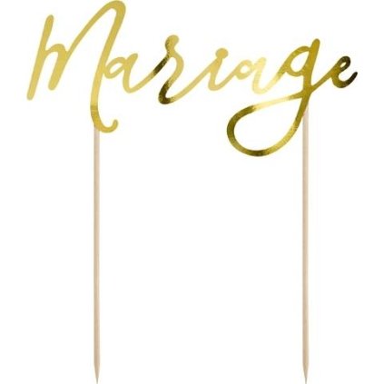 PartyDeco zapichovací dekorace na dort Mariage zlatá KPT26-019M dortis  | Cukrářské potřeby