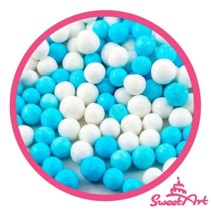 SweetArt cukrové perly modré a bílé 7 mm (80 g) ♡