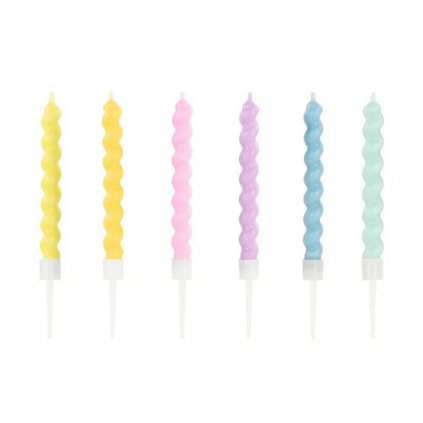 PartyDeco svíčky spirálové tlusté pastelové (8 ks) /D_SCS-15-000