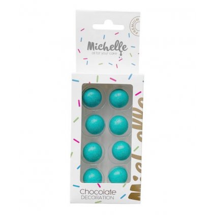Michelle čokoládové koule modré perleťové malé (8 ks) /D_M1023
