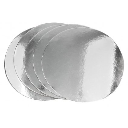 Lesklé stříbrné podložky na dort 28 cm
