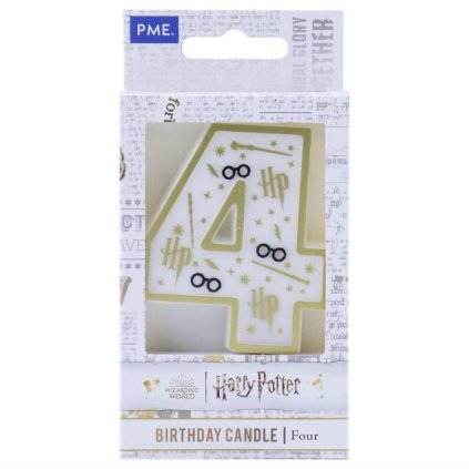 PME Harry Potter svíčka bílo-zlatá číslo 4 ♡