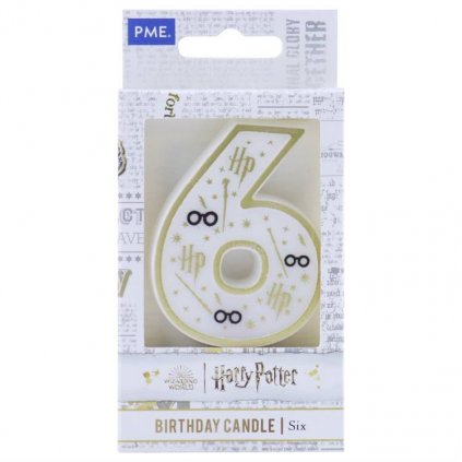 PME Harry Potter svíčka bílo-zlatá číslo 6 /D_HPW136