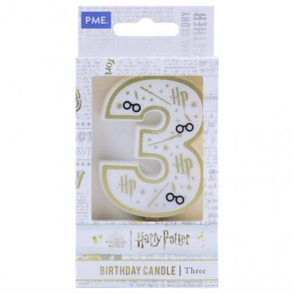 PME Harry Potter svíčka bílo-zlatá číslo 3 /D_HPW133
