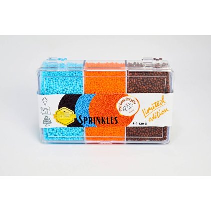Cukrový máček hnědý, modrý a oranžový (120 g) ♡