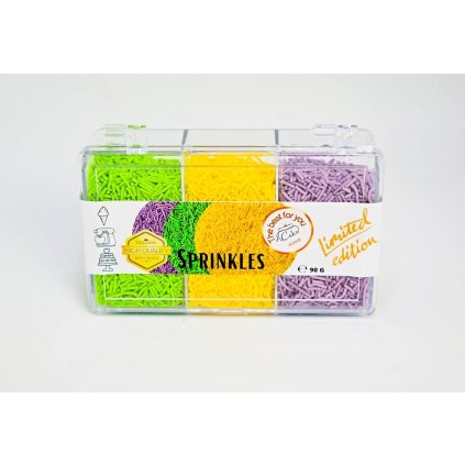 4Cake Cukrové tyčinky fialové, zelené a žluté (90 g) ♡