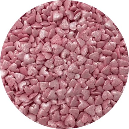 Cukrová srdíčka růžová perleťová (80 g) Cukrářská ♡