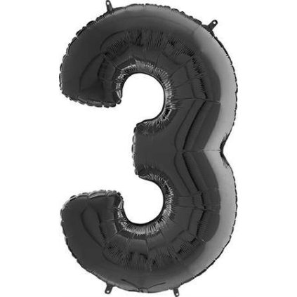 Nafukovací balónek číslo 3 černý 66cm - Grabo  | Cukrářské potřeby