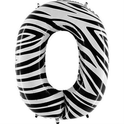 Nafukovací balónek číslo 0 zebra 102cm extra velký - Grabo  | Cukrářské potřeby