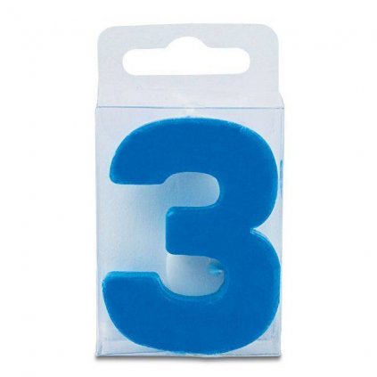 Svíčka ve tvaru číslice 3 - mini, modrá - Stadter  | Cukrářské potřeby