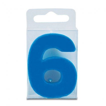 Svíčka ve tvaru číslice 6 - mini, modrá - Stadter  | Cukrářské potřeby