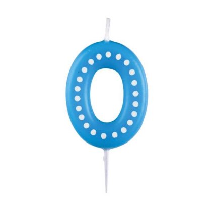 Narozeninová svíčka 6,5cm s puntíčky číslo 0 MIX barev - modrá, zelená, červená, žlutá, oranžová - Amscan  | Cukrářské potřeby