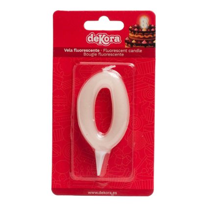 Svíčka na dort číslo 0 svítící ve tmě 6cm - Dekora  | Cukrářské potřeby