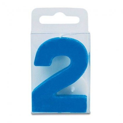 Svíčka ve tvaru číslice 2 - mini, modrá - Stadter  | Cukrářské potřeby