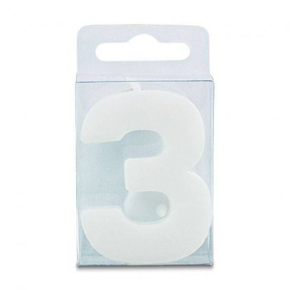 Svíčka ve tvaru číslice 3 - mini, bílá - Stadter  | Cukrářské potřeby
