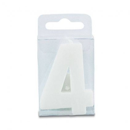 Svíčka ve tvaru číslice 4 - mini, bílá - Stadter  | Cukrářské potřeby