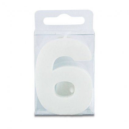 Svíčka ve tvaru číslice 6 - mini, bílá - Stadter  | Cukrářské potřeby