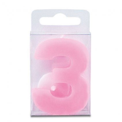 Svíčka ve tvaru číslice 3 - mini, růžová - Stadter  | Cukrářské potřeby