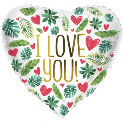 Foliový balonek srdce - I love you , tropical - 45 cm  /BP