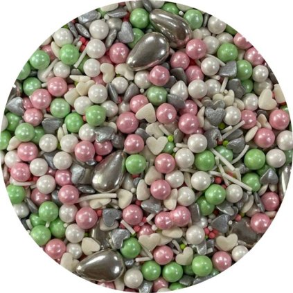 Cukrové zdobení bílé, růžové a zelené Spring Colours (80 g) Cukrářská ♡