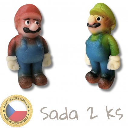Marcipánová ručně modelovaní dekorace, Super Mario a Luigi 2 ks
