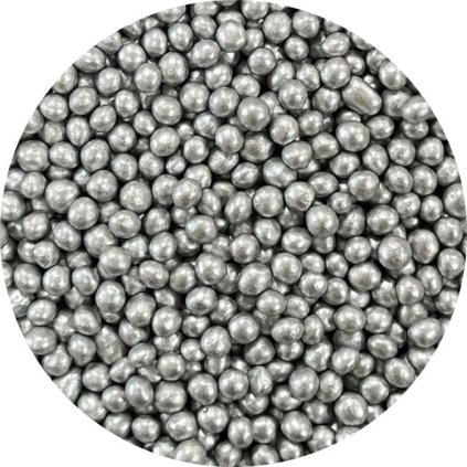 Cukrovo-rýžové perly stříbrné 5 mm (60 g) Cukrářská ♡