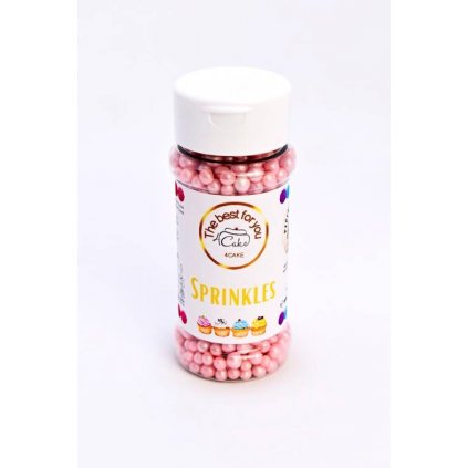 4Cake Cukrovo-rýžové perly růžové perleťové 5 mm (60 g) Besky edice /D_EX7733-60