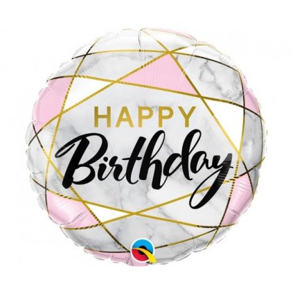Foliový balonek mramorový - Happy Birthday - 45 cm  /BP
