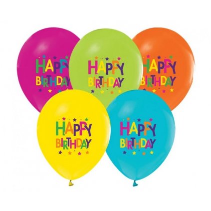 Latexové balonky barevné - Happy birthday 30 cm - 5 ks  /BP
