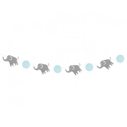 Girlanda sloníci - modrá - 200 cm  /BP