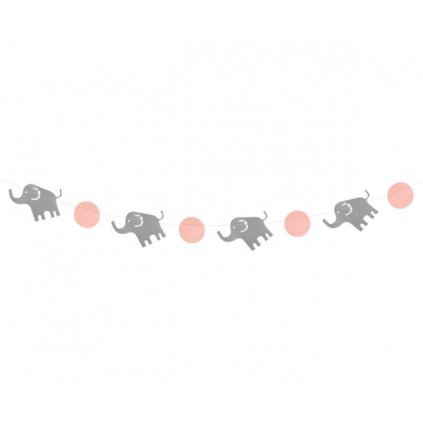 Girlanda sloníci - růžová - 200 cm  /BP