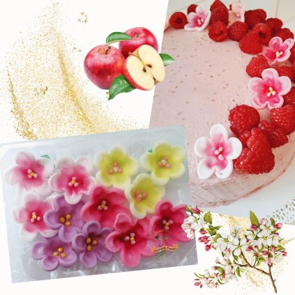 Drobné květy z cukrové hmoty 36g (cca 12ks) - mix Jabloňové květy