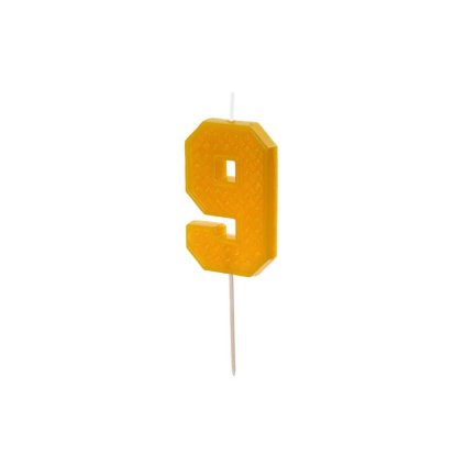 PartyDeco svíčka žlutá na špejli číslo 9 ♡