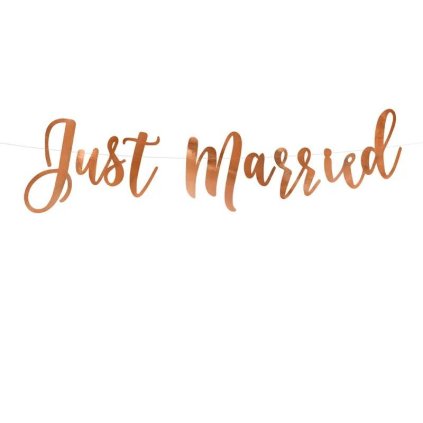PartyDeco svatební girlanda růžovo-zlatá Just Married ♡