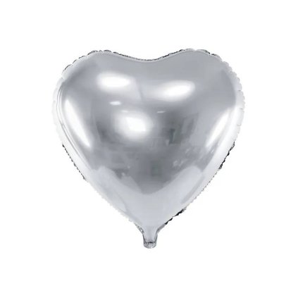 PARTY DECO Balónek 61 cm srdce stříbrná fólie 1 ks