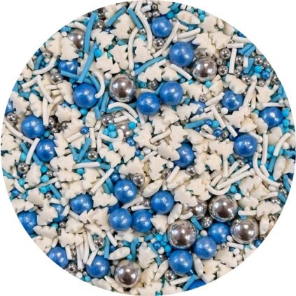 Cukrové zdobení bílé a modré Snow Queen (80 g) ♡