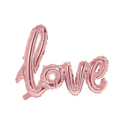 PartyDeco foliový balónek růžovo-zlatý Love 73 x 59 cm ♡