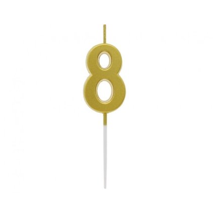 Svíčka narozeninová číslice 8 metalická zlatá 9,5 x 2,3 cm  /BP