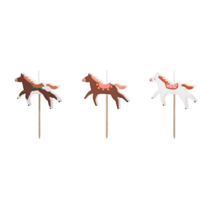 PartyDeco svíčky Koně (3 ks) ♡