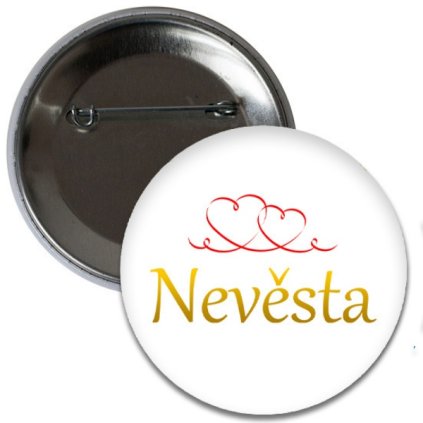 Placka Nevěsta - srdíčka 6 cm  /BP