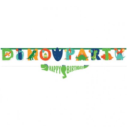 Jumbo nápis Dino Party a mini nápis Happy Dino 230 cm  /BP