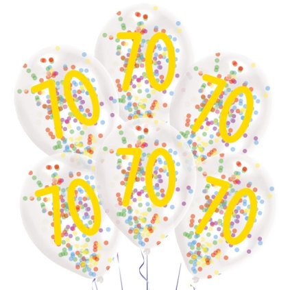 Latexové balonky Rainbow Confetti - číslo 70 - 6 ks  /BP