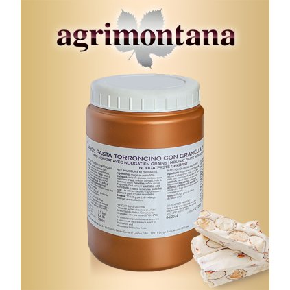Pasta turecký med Torrone s kusy oříšků, Agrimontana 1,1 kg/dóza