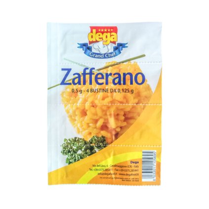 Šafrán mletý Zafferano 4 porce x 0,125g /list, Dega 0,5 g /1 list